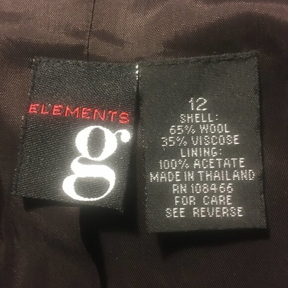 Elements G Brown Wool Stand Collar Coat / Jacket - Picture 11 of 11